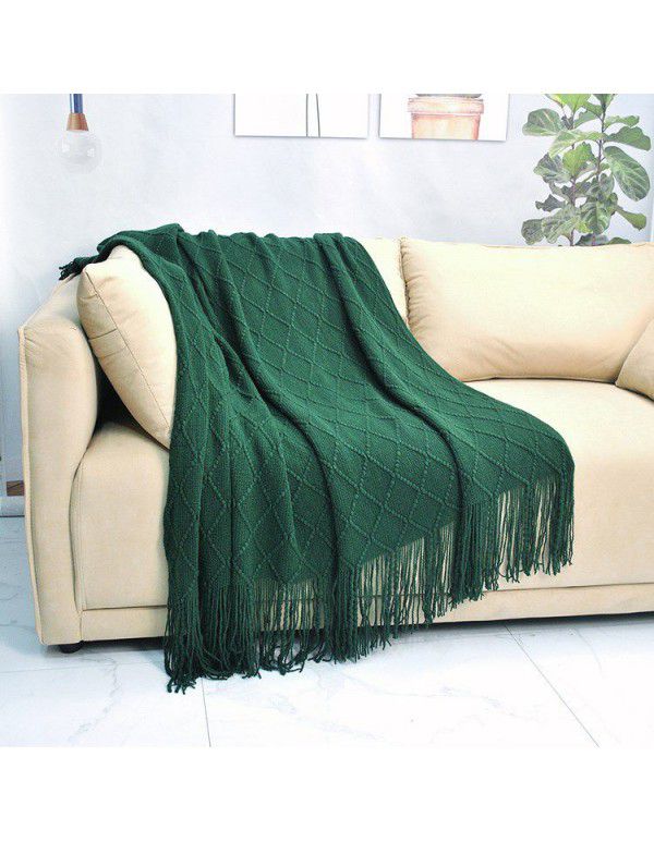 Pure color knitting blanket Home stay bed end decorative blanket blanket bed napkin ins nap air conditioning blanket blanket sofa blanket