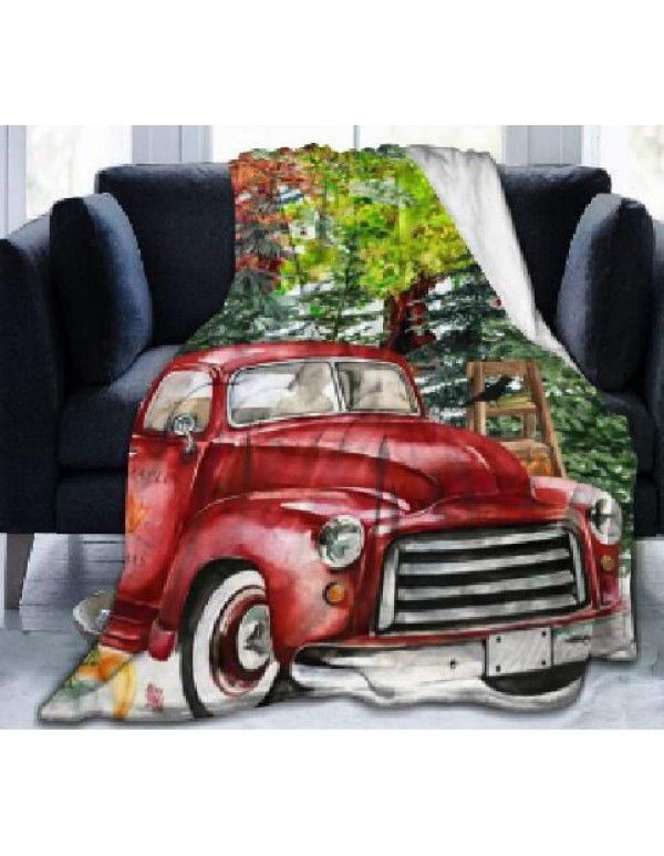 DIY blanket creative autumn and winter warm sofa cover blanket high-definition digital printing double-sided flannel air conditioning blanket