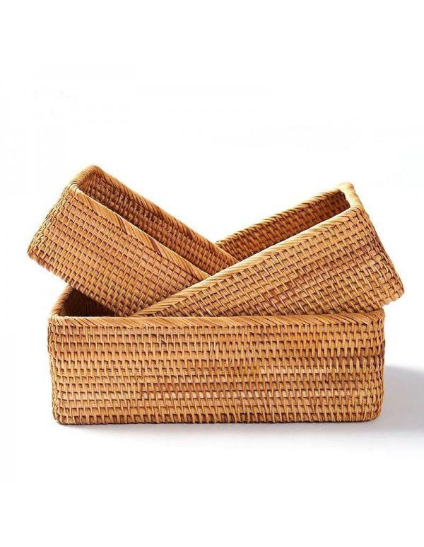 Vietnam autumn rattan woven storage basket fruit dessert tray basket home storage basket storage square storage box