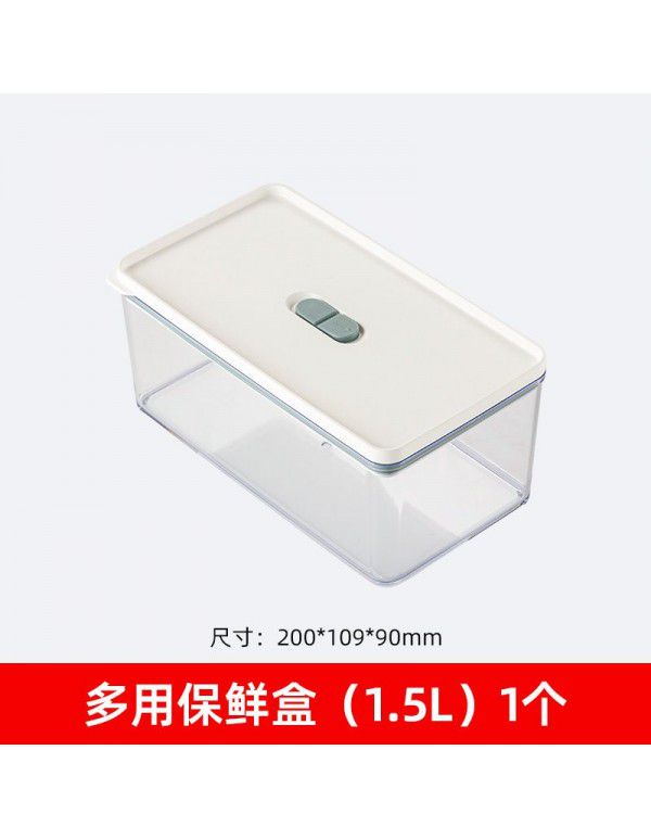 Kitchen refrigerator storage box Food grade transparent plastic sealed storage box Divided and stacked drip frozen fresh-keeping box