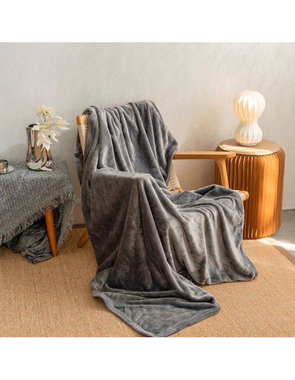 Autumn and winter new simple Japanese non print blanket sofa blanket thickened fine coral flannel blanket leisure blanket