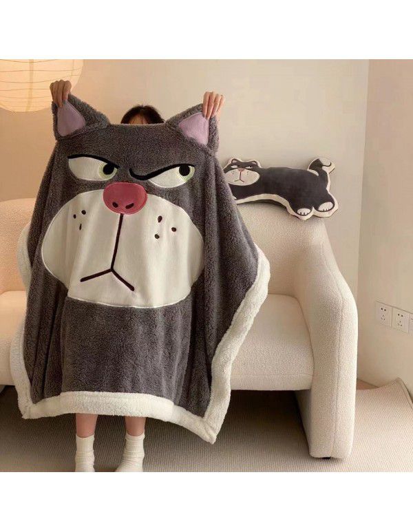 Sullivan Cartoon Winnie Bear Lamb Fleece Double Layer Thick Blanket Sofa Cover Blanket Office Lunch Break Air Conditioner Blanket