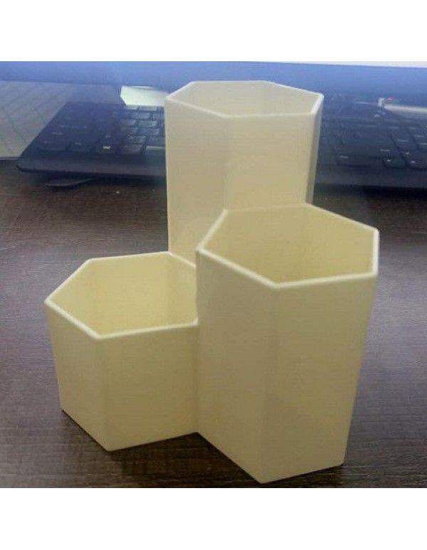 Multi functional pen container Desktop cosmetic finishing box Office stationery Student desktop pen bucket 3 compartment storage box