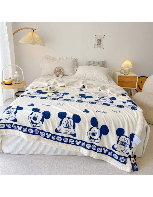 Disney milk cashmere double faced blanket coral wool blanket office nap sofa blanket