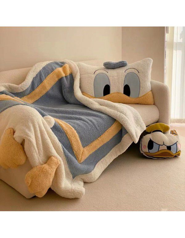 Sullivan Cartoon Winnie Bear Lamb Fleece Double Layer Thick Blanket Sofa Cover Blanket Office Lunch Break Air Conditioner Blanket