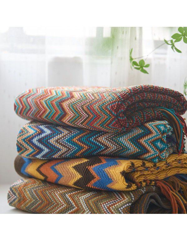 Bohemian knitting blanket office nap blanket home stay small blanket sofa cover blanket casual blanket bed towel