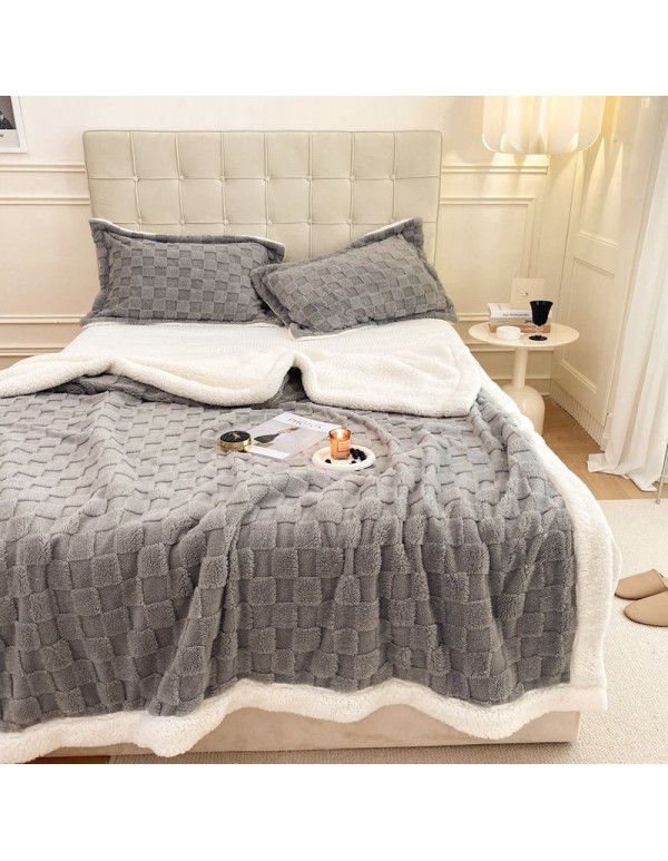 Cross border cashmere blanket thickened double layer jacquard taff blanket siesta blanket flannel blanket