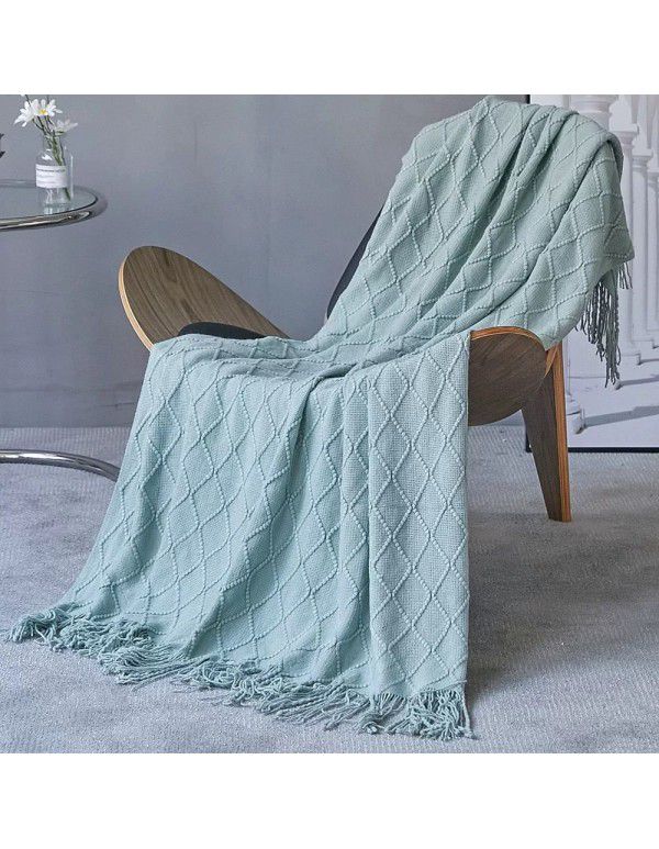  diamond shaped sofa blanket blanket bed tail blanket knitting cross-border blanket air conditioning blanket tassel nap blanket blanket