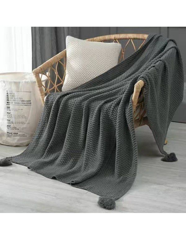 Noon nap blanket, office air conditioner, small wool sofa, blanket, tassel, knitting ball, wool yarn, casual manufacturer, direct sales