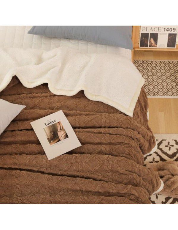 New Tafu plush blanket jacquard double-sided blanket soft and comfortable nap blanket thickened warm casual blanket