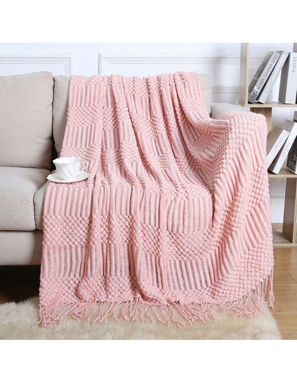 Summer air conditioning blanket knitting blanket thousand bird pattern tassel sofa blanket small blanket bed tail American wool nap blanket