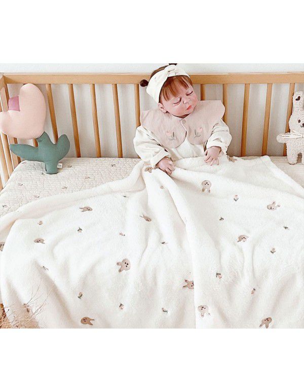 Korean ins style embroidered animal head children's blanket autumn and winter baby blanket blanket blanket blanket blanket blanket blanket blanket blanket blanket blanket blanket blanket blanket blanket blanket blanket blanket blanket blanket blanket