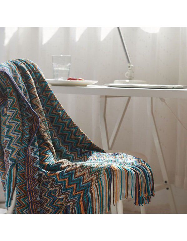 Bohemian knitting blanket office nap blanket home stay small blanket sofa cover blanket casual blanket bed towel