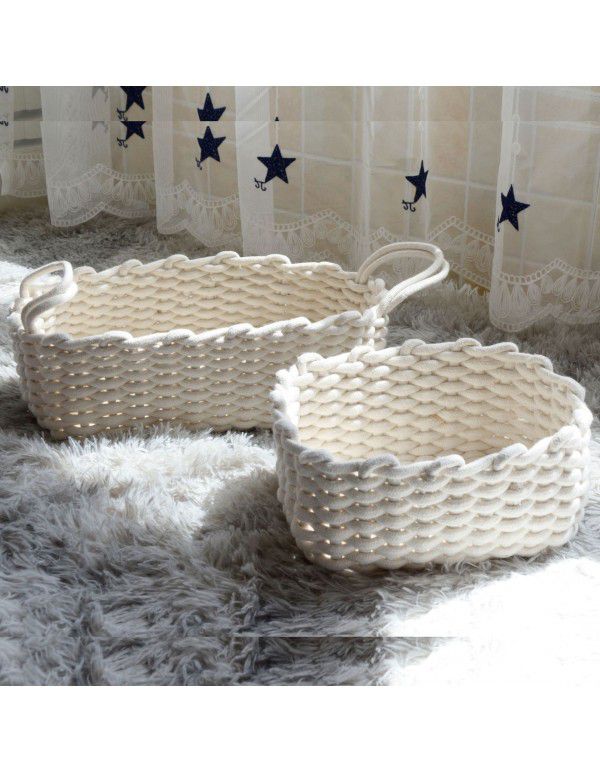 Storage basket Nordic ins cotton yarn hand woven desktop storage basket sundries snack basket directly supplied by the manufacturer