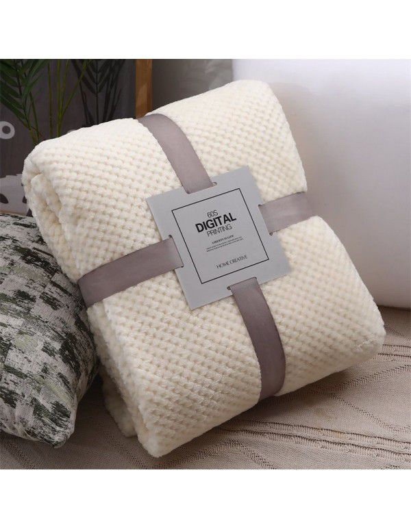 Thickened solid color pineapple lattice sofa blanket flannel blanket coral velvet office air conditioning blanket gift blanket