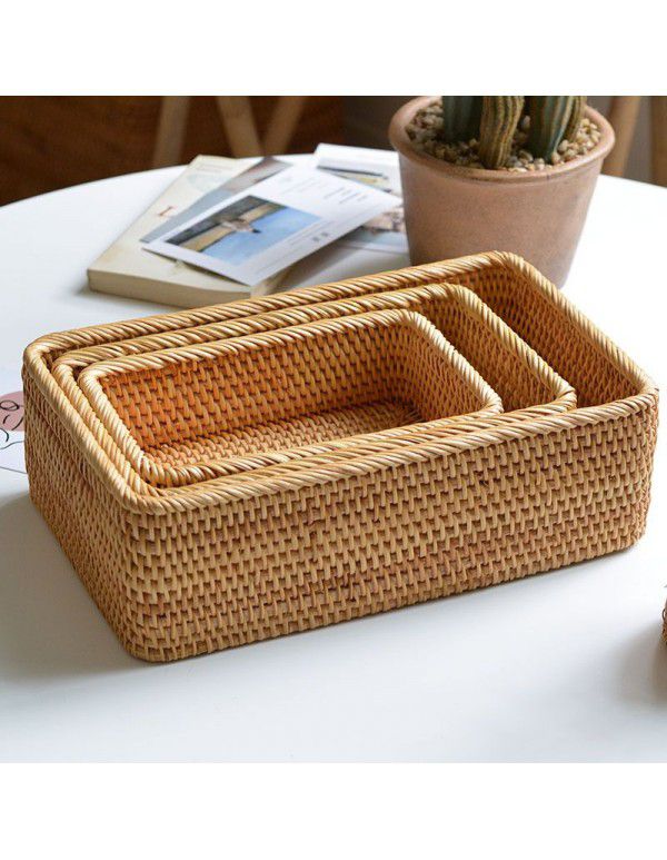 Vietnam autumn rattan woven storage basket fruit dessert tray basket home storage basket storage square storage box