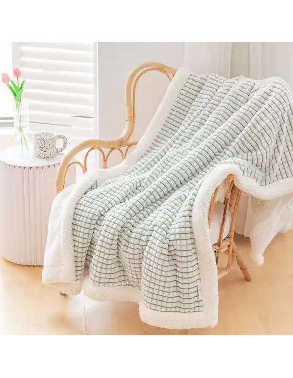 Double layer cut cashmere blanket Wholesale milk wool warm quilt cover coral wool thickened blanket Farai wool blanket