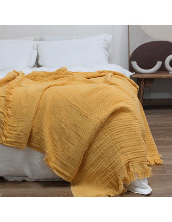 Nordic solid color three-layer cotton blanket sofa blanket thin cotton air conditioning blanket ins afternoon leisure blanket shawl manufacturer wholesale