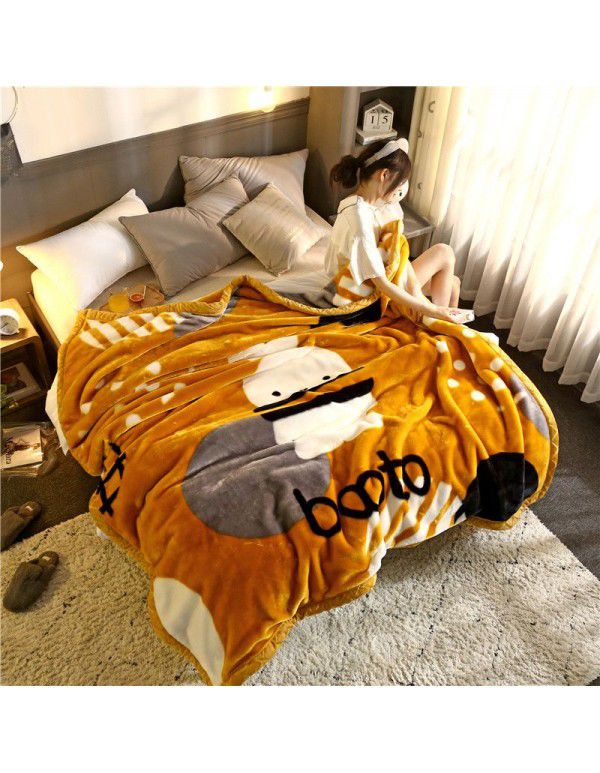 Wholesale blanket thickened double-layer winter raschel blanket single person double cartoon children's double-sided blanket