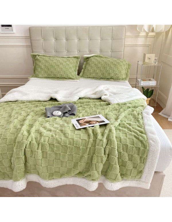 Cross border cashmere blanket thickened double layer jacquard taff blanket siesta blanket flannel blanket