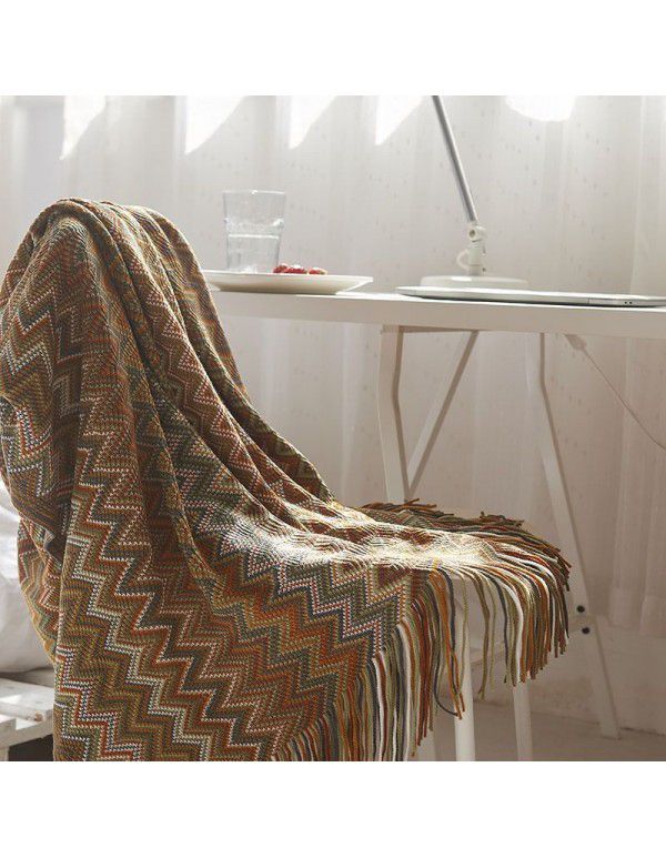 Bohemian knitting blanket office nap blanket home stay small blanket sofa cover blanket casual blanket bed towel