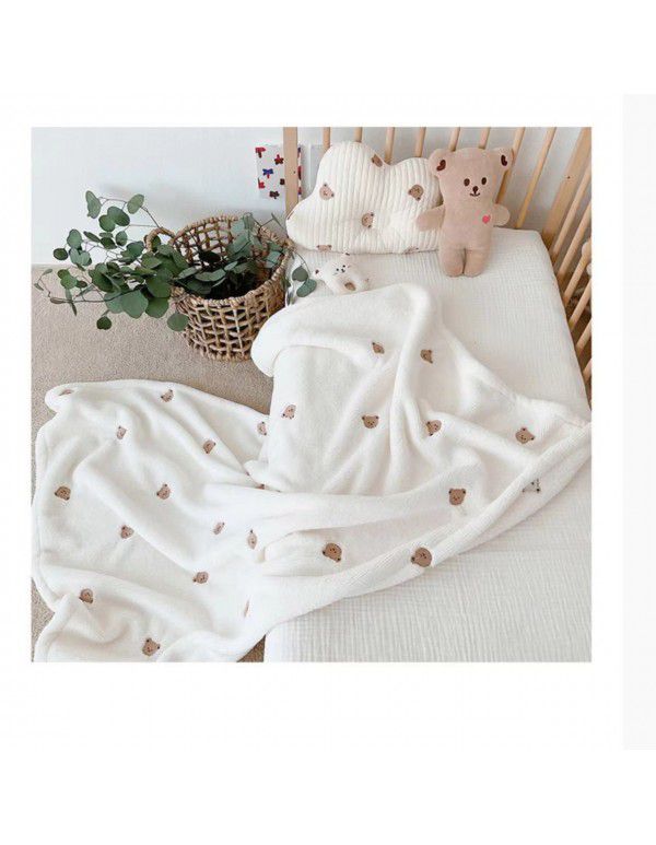 Korean ins style embroidered animal head children's blanket autumn and winter baby blanket blanket blanket blanket blanket blanket blanket blanket blanket blanket blanket blanket blanket blanket blanket blanket blanket blanket blanket blanket blanket