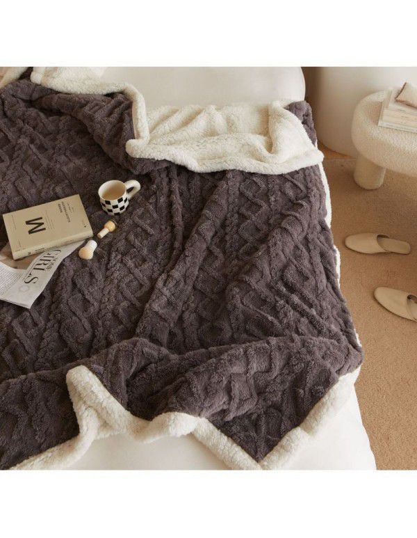 New Tafu plush blanket jacquard double-sided blanket soft and comfortable nap blanket thickened warm casual blanket