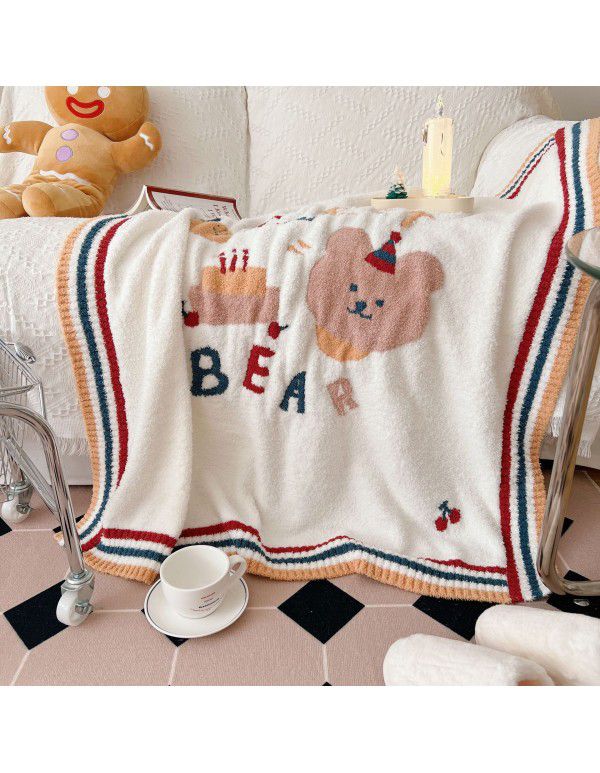 Christmas soft jacquard cartoon blanket children's bed blanket kindergarten nap blanket gift bag