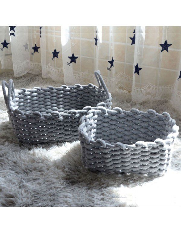 Storage basket Nordic ins cotton yarn hand woven desktop storage basket sundries snack basket directly supplied by the manufacturer