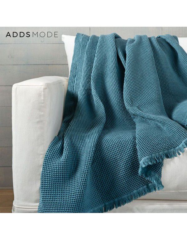 Spring and summer cotton waffle solid color blanket American blanket bedding blanket office sofa nap casual blanket