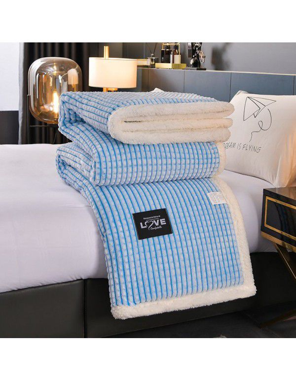 Double layer cut cashmere blanket Wholesale milk wool warm quilt cover coral wool thickened blanket Farai wool blanket