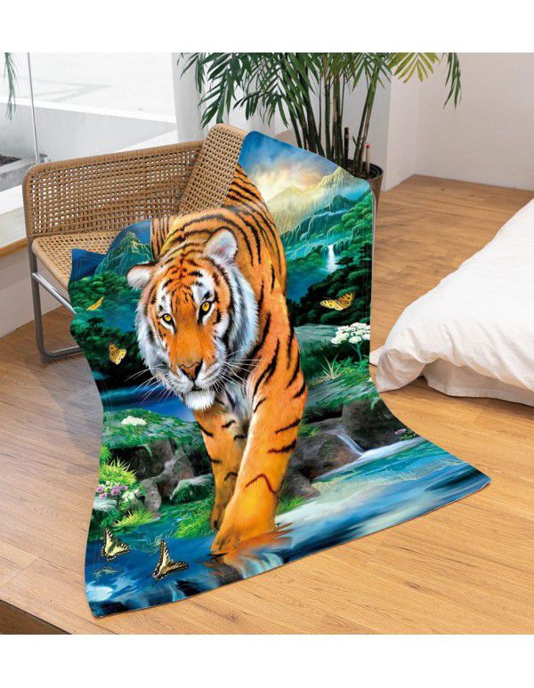 DIY blanket creative autumn and winter warm sofa cover blanket high-definition digital printing double-sided flannel air conditioning blanket