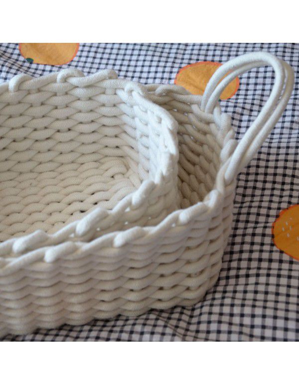 Storage basket Nordic ins cotton yarn hand woven desktop storage basket sundries snack basket directly supplied by the manufacturer