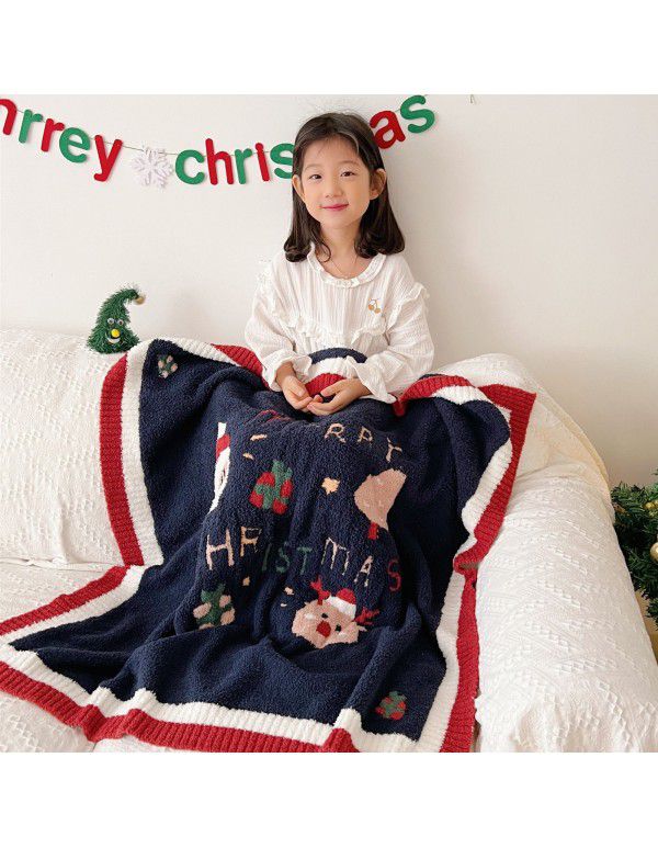 Christmas soft jacquard cartoon blanket children's bed blanket kindergarten nap blanket gift bag