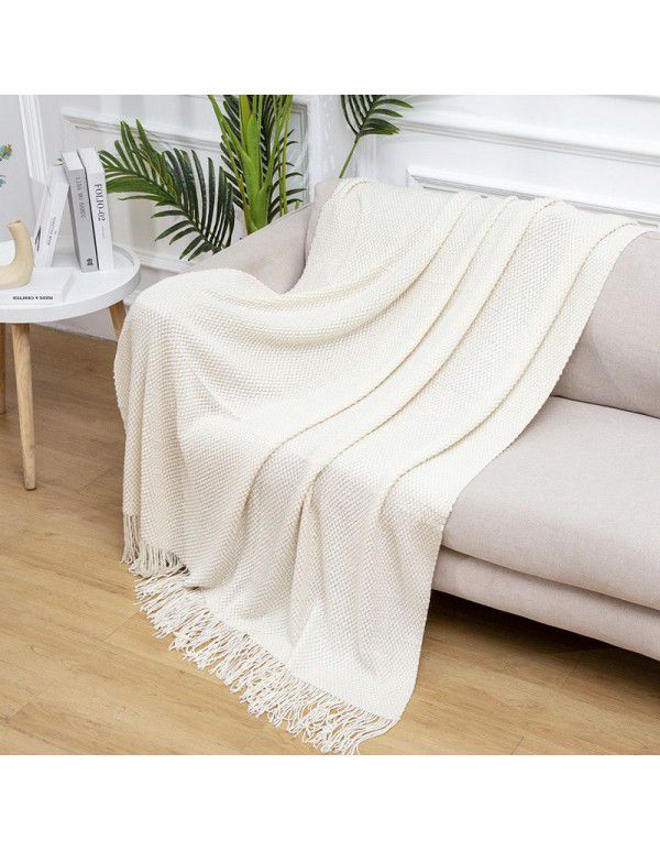 Summer air conditioning blanket knitting blanket thousand bird pattern tassel sofa blanket small blanket bed tail American wool nap blanket