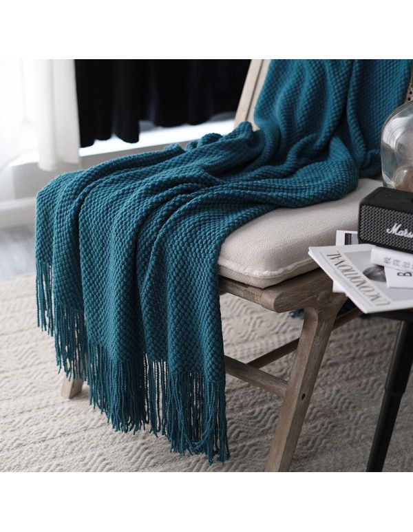 Autumn and winter thickened knitting cover blanket blanket leisure sofa blanket wool blanket Nordic solid color one hair factory stock