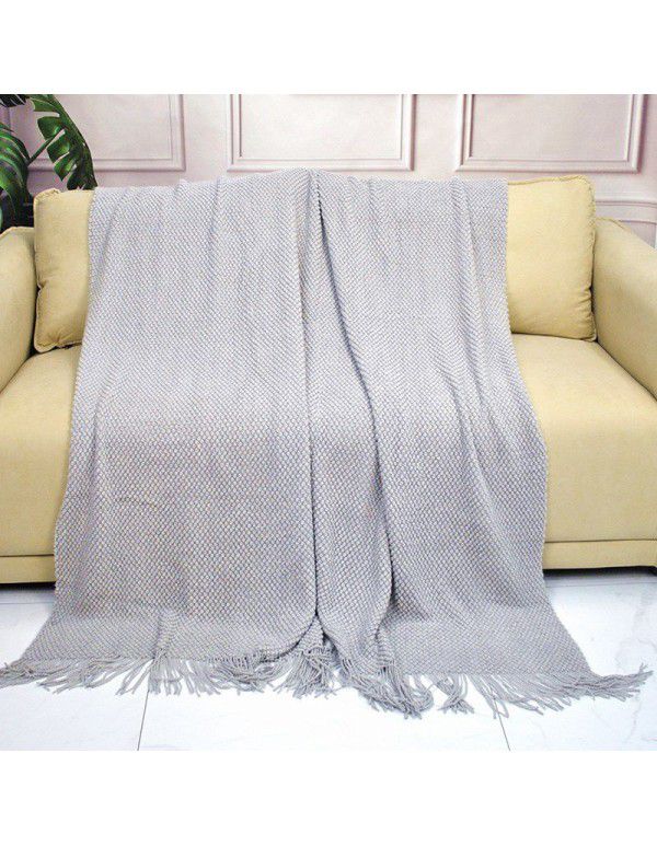 Pure color knitting blanket Home stay bed end decorative blanket blanket bed napkin ins nap air conditioning blanket blanket sofa blanket