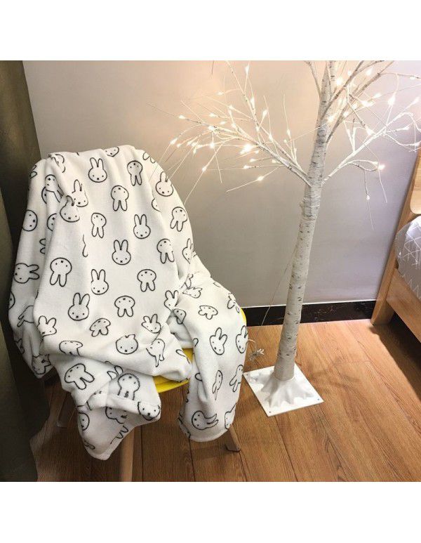 Air conditioner by children's wind Miffy rabbit autumn and winter blanket flannel cartoon blanket bed sheet trolley nap blanket