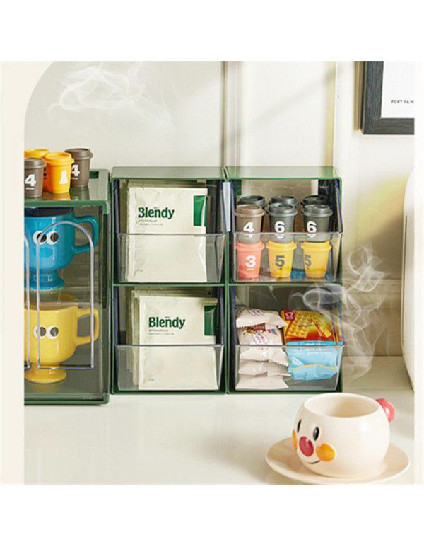 New light luxury desktop dust-proof milk tea instant bag sorting rack Multi layer office tea coffee tea bag storage box