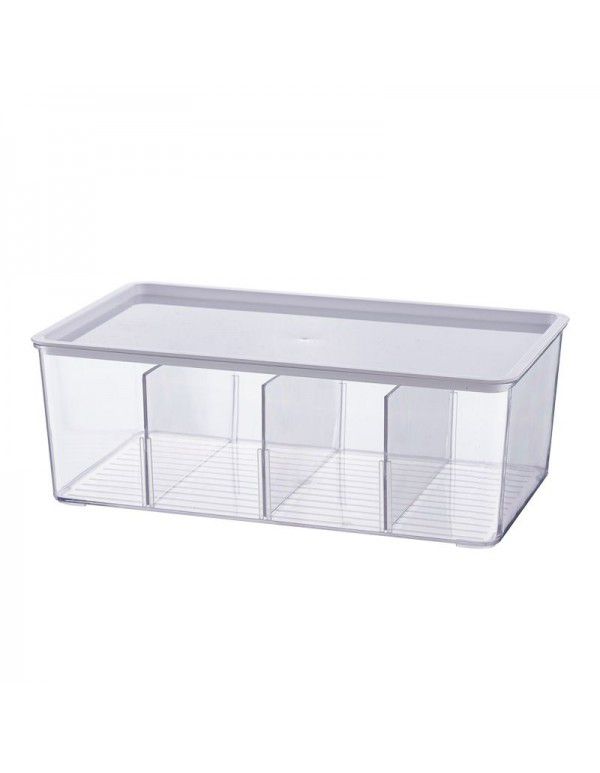 Transparent desktop compartment cosmetic storage box Multi functional sundries separation and sorting box Refrigerator storage with cover