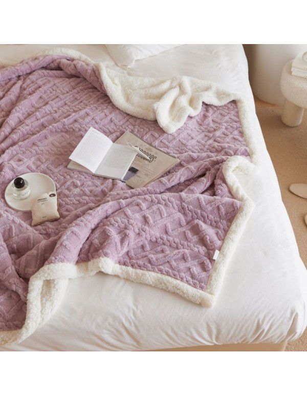 New Tafu plush blanket jacquard double-sided blanket soft and comfortable nap blanket thickened warm casual blanket