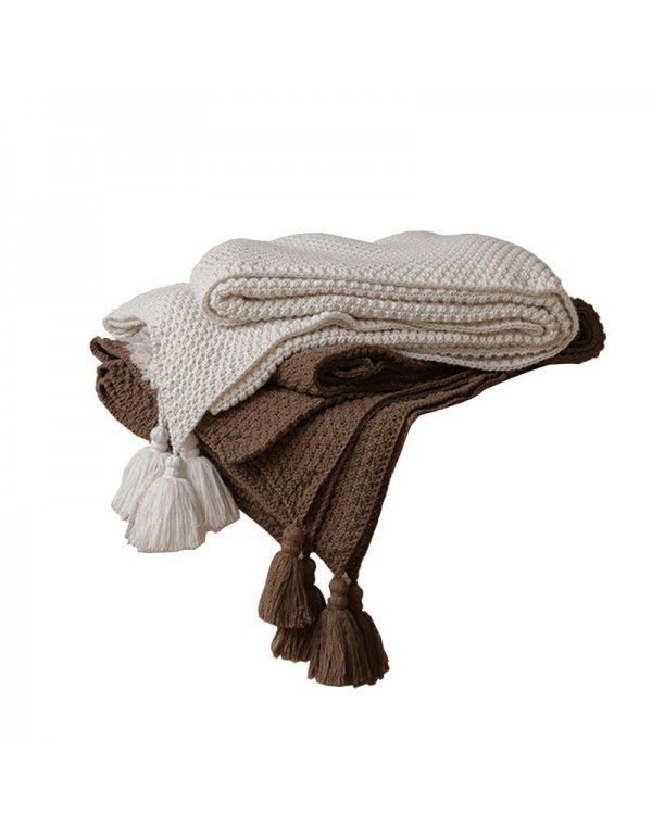 Ins Nordic sandstorm hair blanket Office nap blanket Air conditioning blanket Cover blanket Shawl wool knitting blanket Bed tail towel