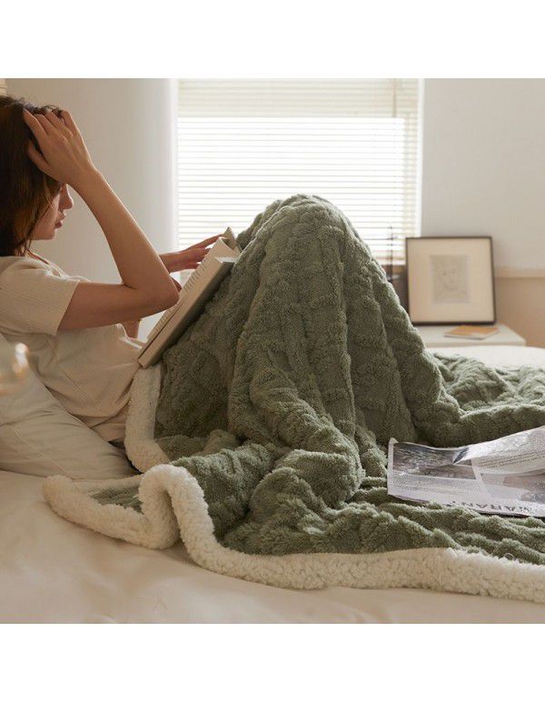 Autumn and Winter Pure Tuff Cashmere Lamb Blanket Double layer Leisure ins Wind Cover Blanket Jacquard Gift Blanket Wholesale