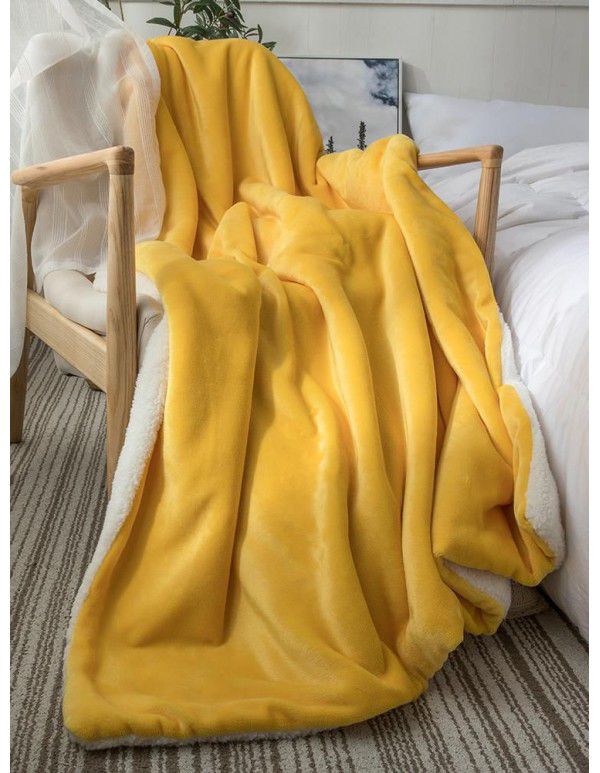 Small blanket, sofa cover blanket, lamb wool, double layer thickened coral wool, office nap, lunch break, air-conditioned children's blanket