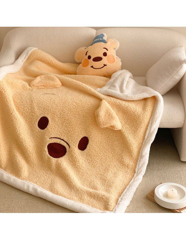 Sullivan Cartoon Winnie Bear Lamb Fleece Double Layer Thick Blanket Sofa Cover Blanket Office Lunch Break Air Conditioner Blanket