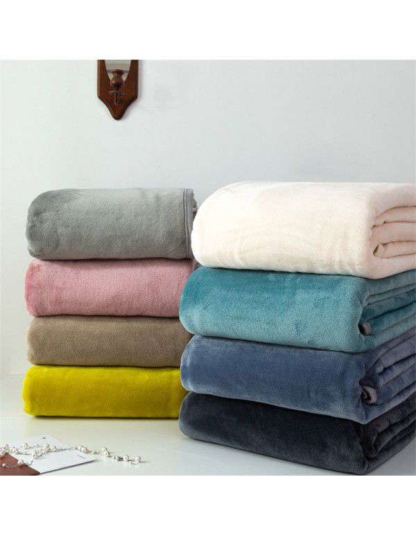 Ins solid flannel blanket wholesale 2022 autumn and winter thickened thermal coral blanket office nap blanket