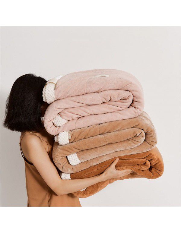 Three layer space capsule milk velvet soybean fiber blanket thickened coral velvet office sofa nap blanket in winter