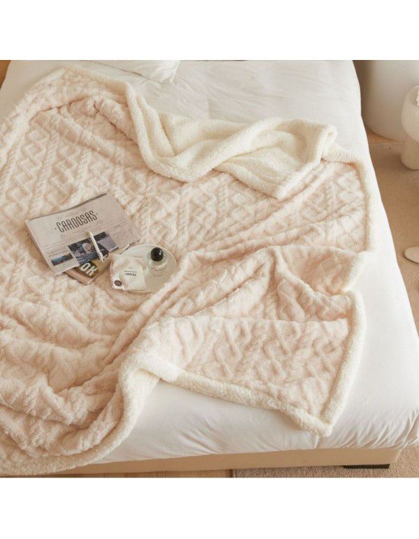 New Tafu plush blanket jacquard double-sided blanket soft and comfortable nap blanket thickened warm casual blanket