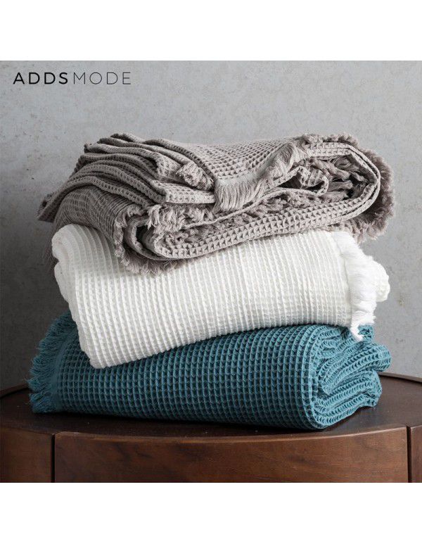 Spring and summer cotton waffle solid color blanket American blanket bedding blanket office sofa nap casual blanket