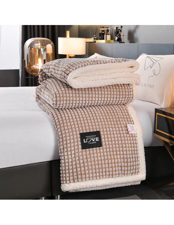 Double layer cut cashmere blanket Wholesale milk wool warm quilt cover coral wool thickened blanket Farai wool blanket